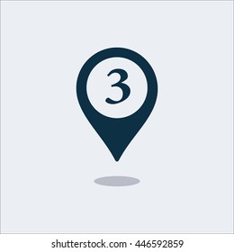 Location icon, map icon, navigation icon, pin icon,number icon, numbers icon,three icon