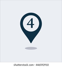 Location icon, map icon, navigation icon, pin icon,number icon, numbers icon,four icon