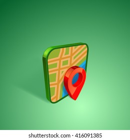 location icon map with a pin.  icon for application. map with GPS pin icon