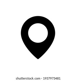 Location icon. Map pin black symbol. Pointer silhouette sign. Vector illustration isolated on white.