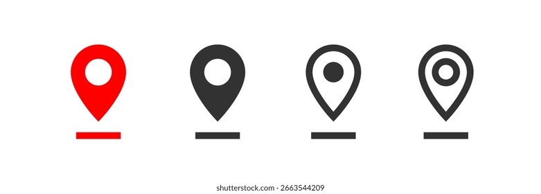 Location icon. Map pin. Geo position. Navigation point.