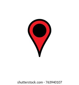 Location icon, map pin navigation marker, isolated vector