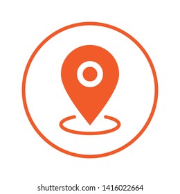 Location icon, map pin pointer. Gps navigation locate symbol.