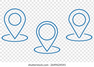 Icono de Locación. Conjunto de iconos de pin de mapa. marcador de ubicación. pin de ubicación. Mapa pin icono Ilustración vectorial eps 10. Icono de puntero de mapa aislado sobre fondo transparente.