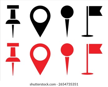 Icono de Locación. Conjunto de iconos de pin de mapa. marcador de ubicación. pin de ubicación. Conjunto de símbolos de Locación o pin de mapa. 