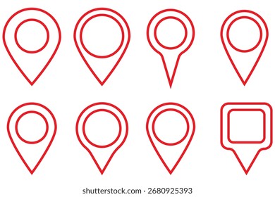 Icono de Locación. Conjunto de iconos de pin de mapa. marcador de ubicación. pin de ubicación. Ilustración vectorial de icono de pin de mapa EPS 10.