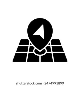 Location icon with map and placemark pin and compass needle
