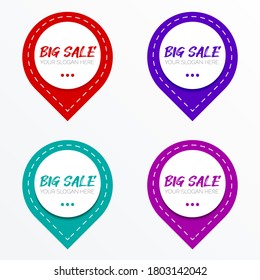 Location icon map pointer or sale label with different color