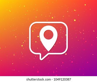 Location icon. Map pointer symbol. Soft color gradient background. Speech bubble with flat icon. Vector