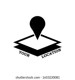 Icono de ubicación, diseño de señalización. Posición del punto. Geolocalización