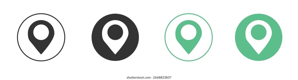 Conjunto de iconos de Vector de línea plana mínima de Locación.