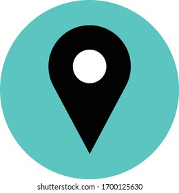  Icono de ubicación. Estilo minimalista y plano. Fondo del círculo verde.