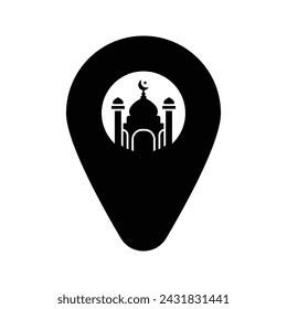 Location icon. mosque sign for mobile concept and web design. vector illustration