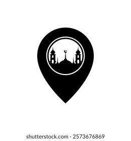 Location icon. Mosque sign for mobile and web design concepts. Map. Vector illustration