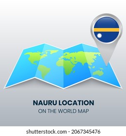 Icono de ubicación de Nauru en el mapa del mundo, Icono de alfiler redondo de Nauru