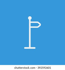 Location icon, on blue background, white outline, large size symbol