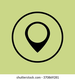 location icon, on green background, circle border, dark outline