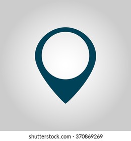 location icon, on grey background, blue outline, large size symbol