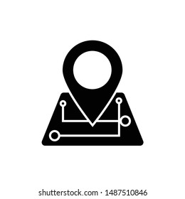 the location icon on the map is black and white background