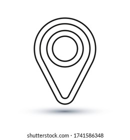Icono de ubicación, símbolo del vector de contorno, pictograma de estilo lineal aislado en blanco. Símbolo, ilustración del logotipo. Trazo editable. Ilustración vectorial Eps10.