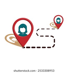 Standortsymbol. Pin mit Avatar. flacher Designstil. Reise, Navigation, Ziel, Lieferung, Piktogramme. Straßenkartenschild. Vektorschablonenentwurf