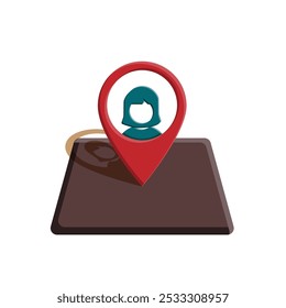 location icon. Location pin with avatar. flat design style. Travel, navigation, destination, delivery, target pictograms. Road map sign. vector template design