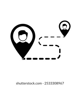 location icon. Location pin with avatar. simple design style. Travel, navigation, destination, delivery, target pictograms. Road map sign. vector template design