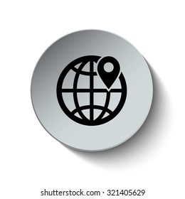 Location icon. Pin on globe. Vector Illustration .EPS10