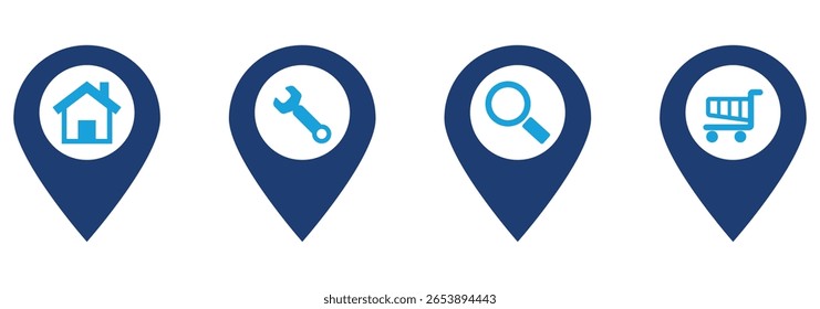 Location icon. pin point icon. Black location pointer symbol isolated on white background. Map pointer modern. Black map pointer icon for your web site design. EPS 10
