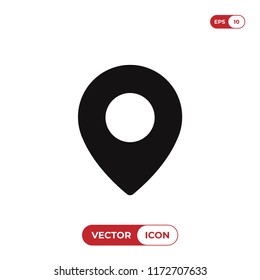 Location icon. Pin symbol. Map pin, pointer, placeholder, GPS sign isolated on white background.