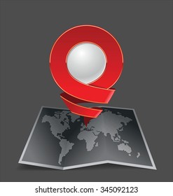 Location Icon. Red Color 3D