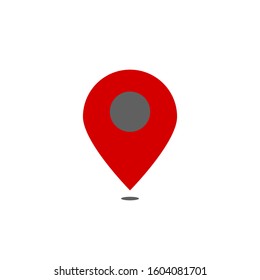 location icon; red pin point map symbols isolated on white background. vector illustration