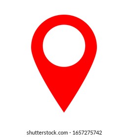 Location Icon. Red Pin Point Map Isolated On White Background. Vector Illustartion