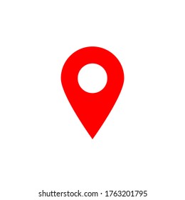 location icon. red pin point symbol isolated on white background. vector illustration