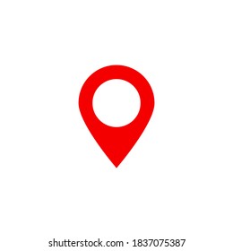 location icon. red pin point isolated on white background. vector illustration