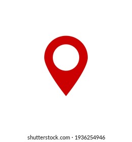 location icon. red pin point flat style isolated on white background. vector illustration