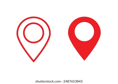 Location icon. Red icon. pin point icon. red map location pointer symbol isolated on white background. vector illustration