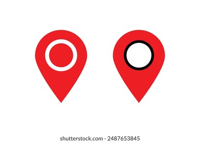 Location icon. Red icon. pin point icon. red map location pointer symbol isolated on white background. vector illustration