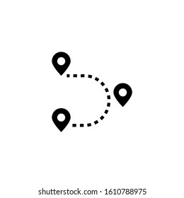 Location Icon, Route symbol  in black flat design on white background