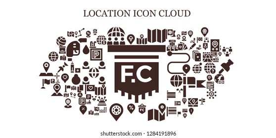  location icon set. 93 filled location icons. Simple modern icons about  - Flag, Pin, Route, Worldwide, Map, Placeholder, Swimming pool, Parking, Earth globe, Gas fuel, Network