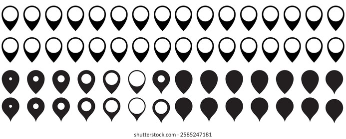 Location icon set. Set Of Address place icon symbol. Location icon collection. Vector Illustration.