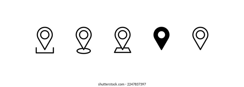 location icon set. address symbol. map vector. pin or sign vector. address or location collection. flat style - stock vector.	