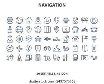 Location icon set. Containing map, map pin, gps, destination, directions, distance, place, navigation and address icons. Solid icons vector collection.
