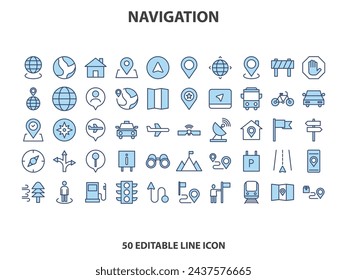 Location icon set. Containing map, map pin, gps, destination, directions, distance, place, navigation and address icons. Solid icons vector collection.