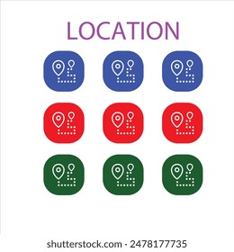 Location icon set. Containing a map, map pin, GPS, destination, directions, distance, navigation and address icons. Solid icons vector collection