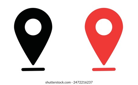 Location icon set. Flat icon set of location and map pins. Map pin place marker. Location pointer icon symbol in flat style. Position symbol. Point illustration sign collection.