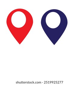 Location icon set. Flat icon set of location and map pins. Map pin place marker. Location pointer icon symbol in flat style. Position symbol. Point illustration sign collection.