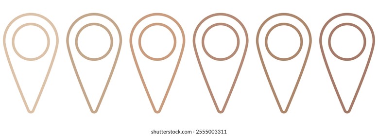 Location icon set. Flat icon set of location and map pins. Map pin place marker. Location pointer icon symbol in flat style. Position symbol. Point illustration sign collection.