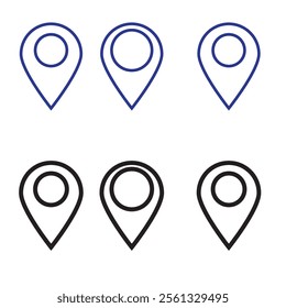 Location icon set. Flat icon set of location and map pins. Map pin place marker. Location pointer icon symbol in flat style. Position symbol. Point illustration sign collection.