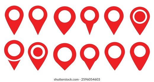 Location icon set. Flat icon set of location and map pins. Map pin place marker. Location pointer  symbol in flat style. red map pin icon set. location map pin icon set. vector illustration eps888